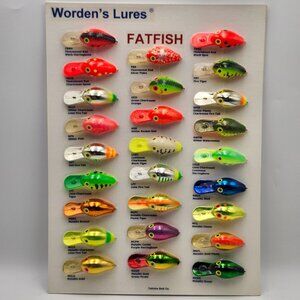 Yakima Wordens Lures Fatfish Fishing Lure Show Display Card 26 Colors 548674